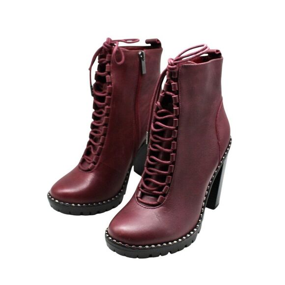 BCBGeneration Women's Parina Block Heel Leather Booties - Purple - Size 8.5 - Picture 5 of 9